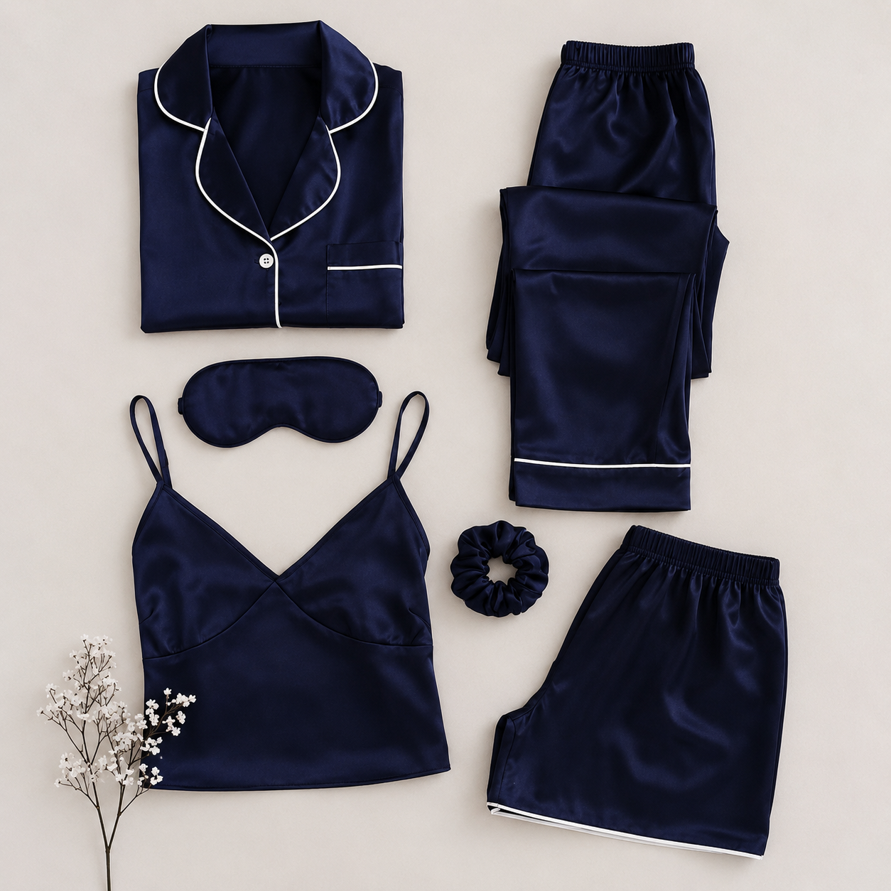 5 IN 1 SILK NIGHT SUIT SET