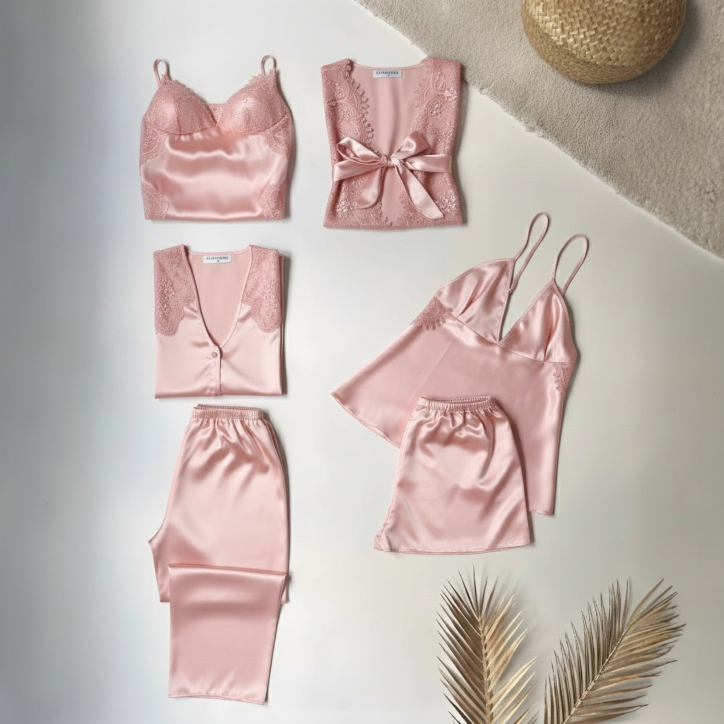 6 Piece Luxury Silk Nightwear Set