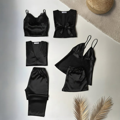 6 Piece Luxury Silk Nightwear Set