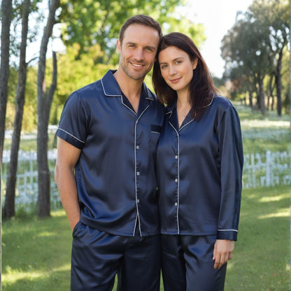 Midnight Silk Couple’s Nightwear Set