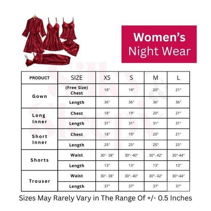 7 Piece Luxury Silk Nightwear Set