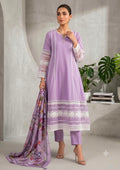 Elegant Lavender Embroidered Maxi Set with Printed Dupatta