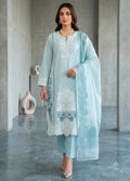 Sky Blue Embroidered Lawn 3-Piece Suit with Organza Dupatta
